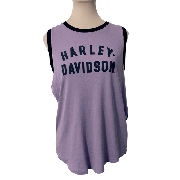 Harley-Davidson Tops - Harley-Davidson Women Purple Ribbed Graphic Tank Top Size‎ L Ringer Sleeveless